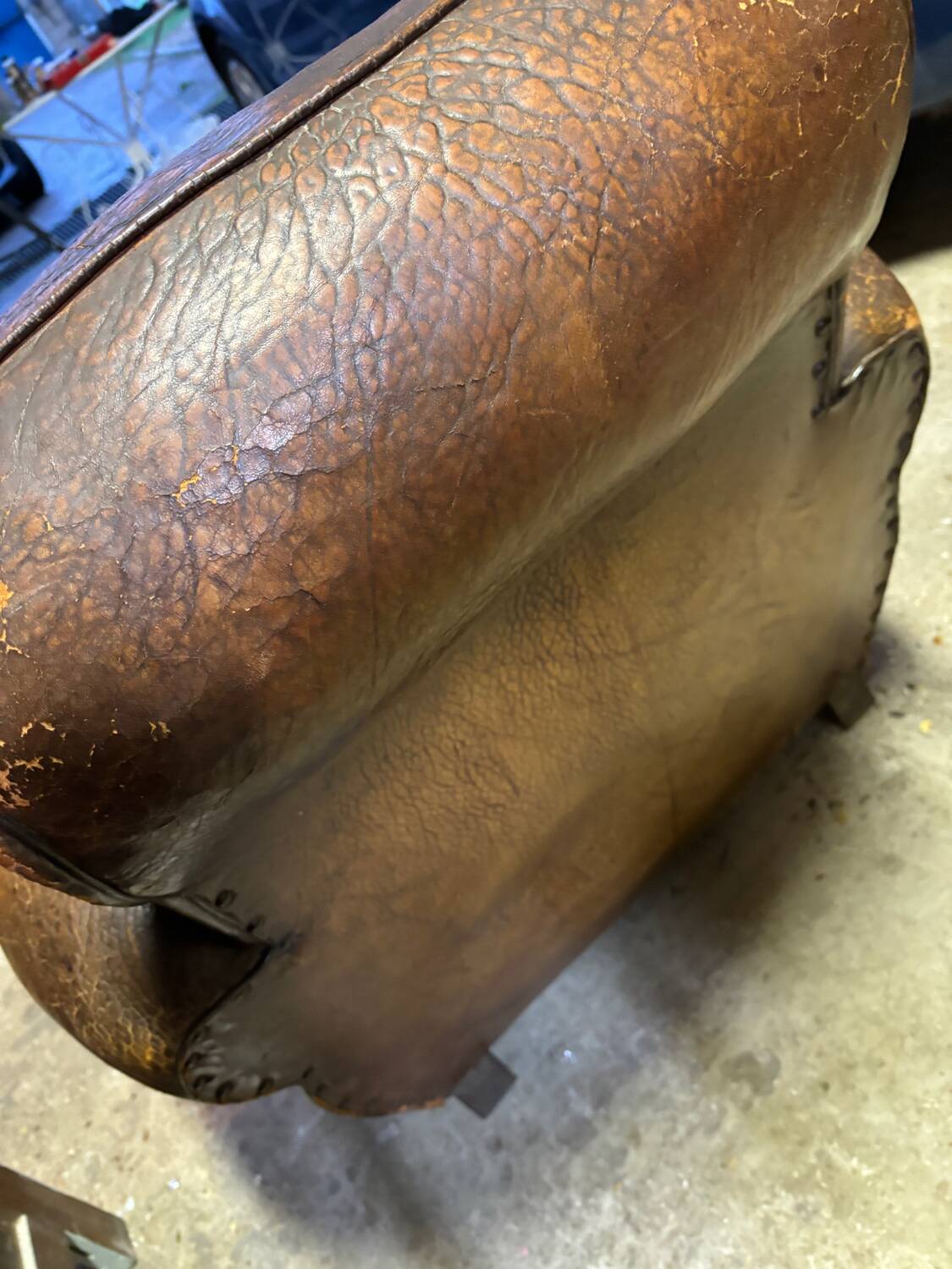 Old leather club chair