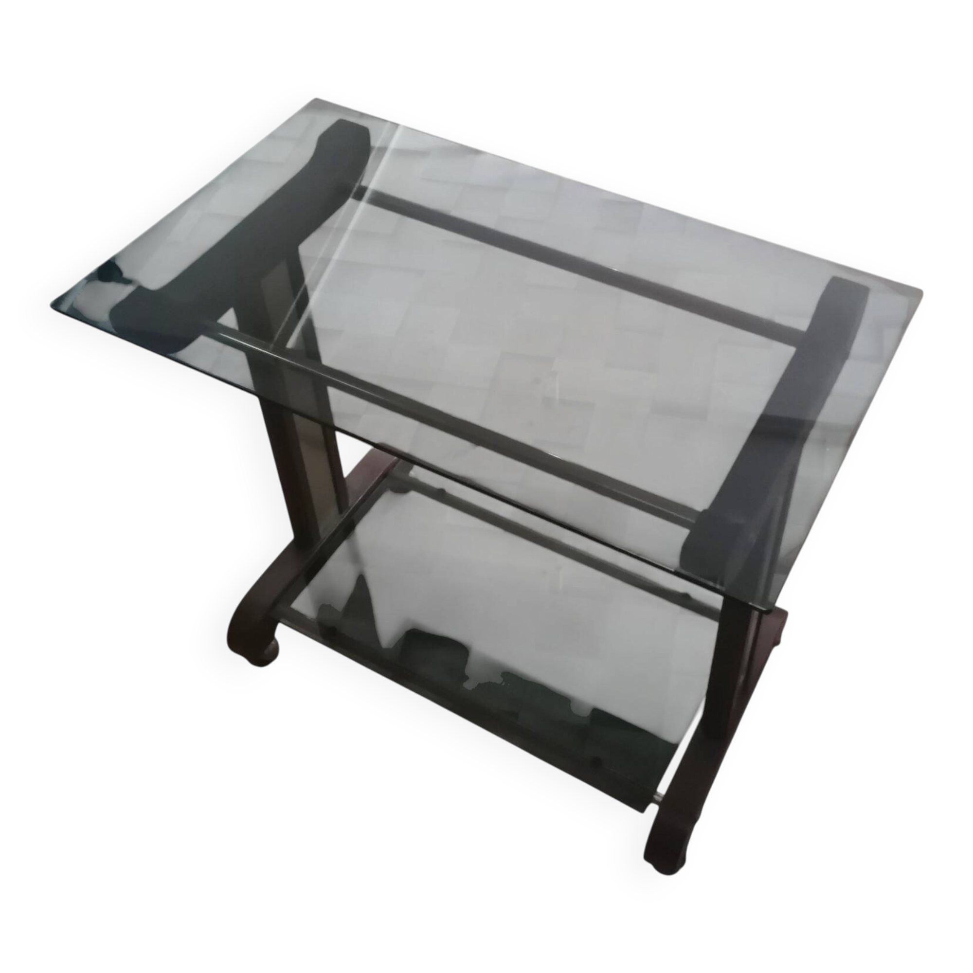 Carrello con ripiani fumé, anni '60