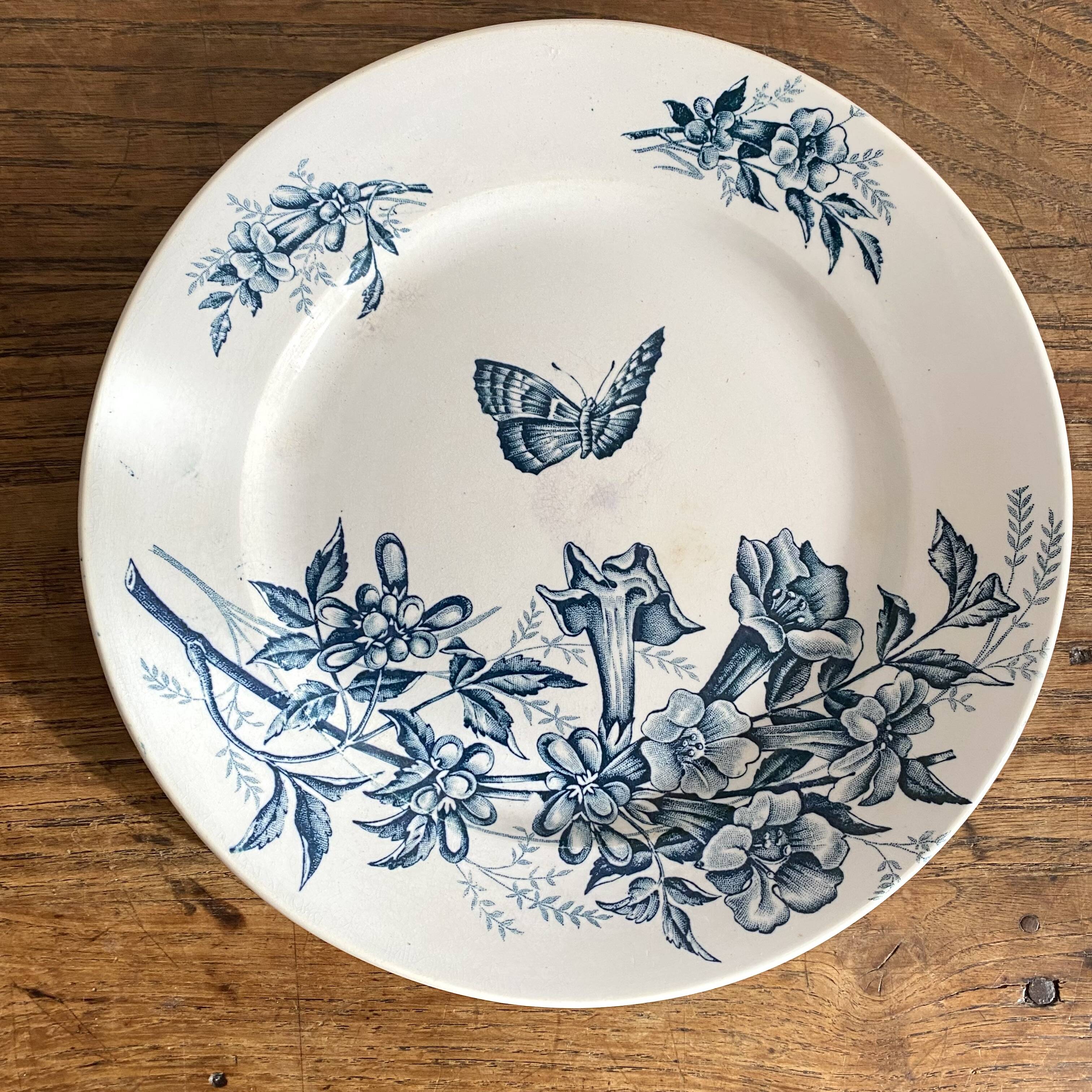 Badonviller ironstone dessert plates "Virginia Jasmine"