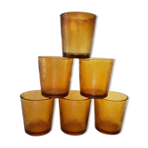 Set of 6 amber  glasses 1970