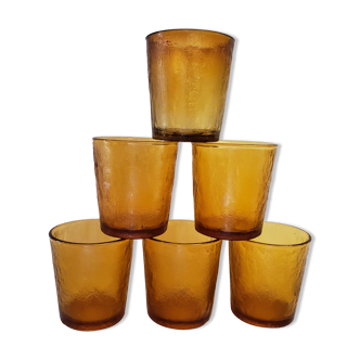 Set of 6 amber  glasses 1970