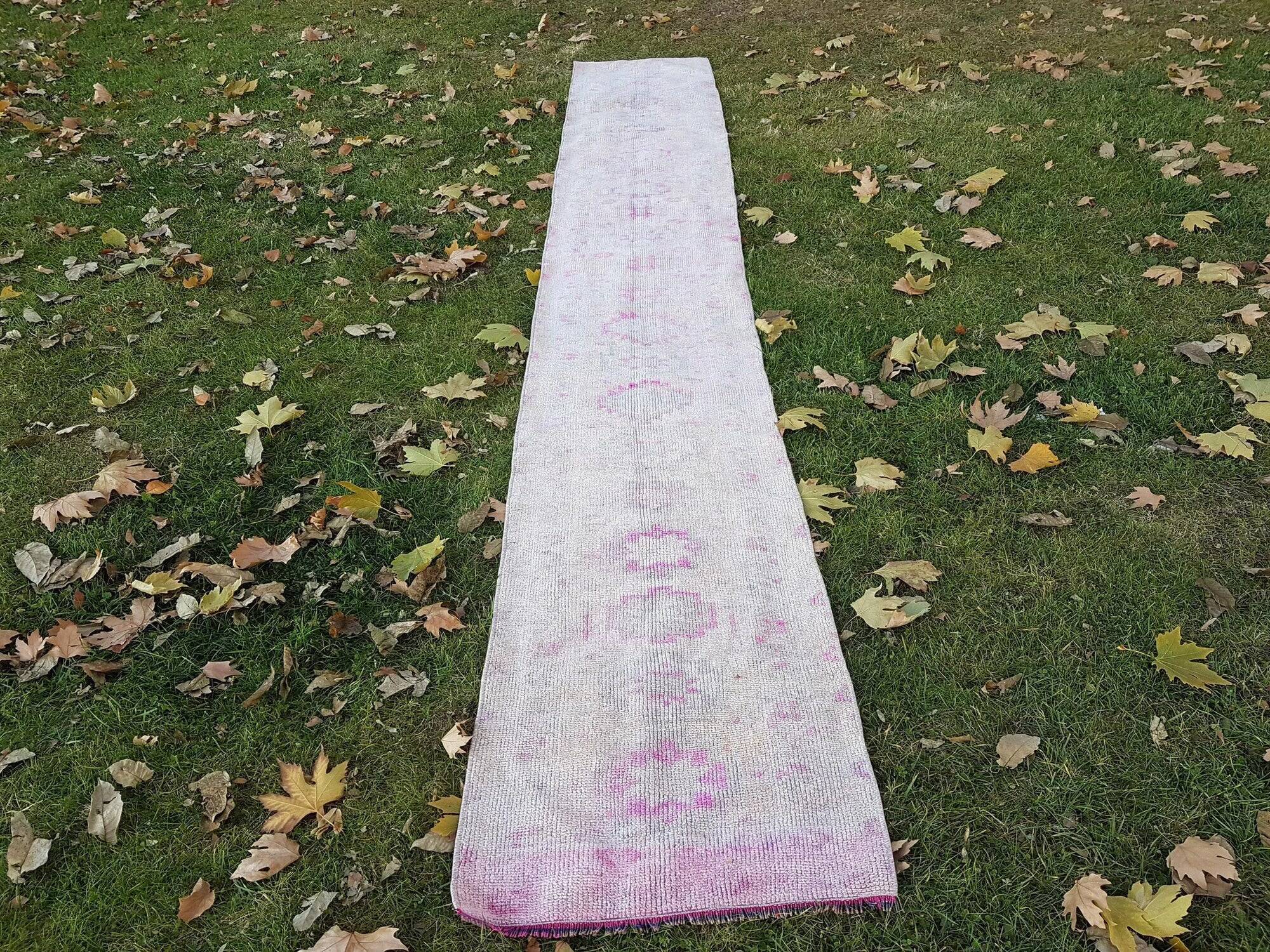 Vintage Turkish hallway rug 63x425 cm
