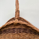 Large old woven wicker log basket