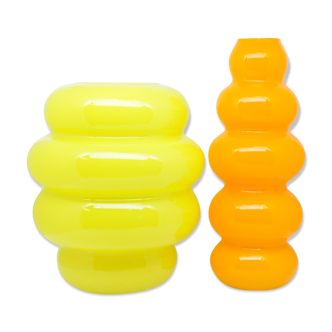 Duo de vases en verre vintage
