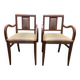 Paire de fauteuils bridge en tissu rayé terracotta
