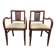 Paire de fauteuils bridge en tissu rayé terracotta