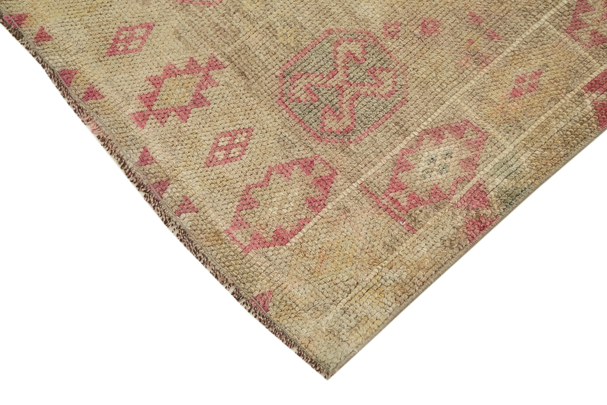 Hand-knotted antique turkish beige runner rug 89 cm x 314 cm