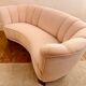 1940s Danish Banana Shaped Scalloped Sofa in Blush Pink
