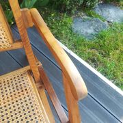 Folding beech cane armchair