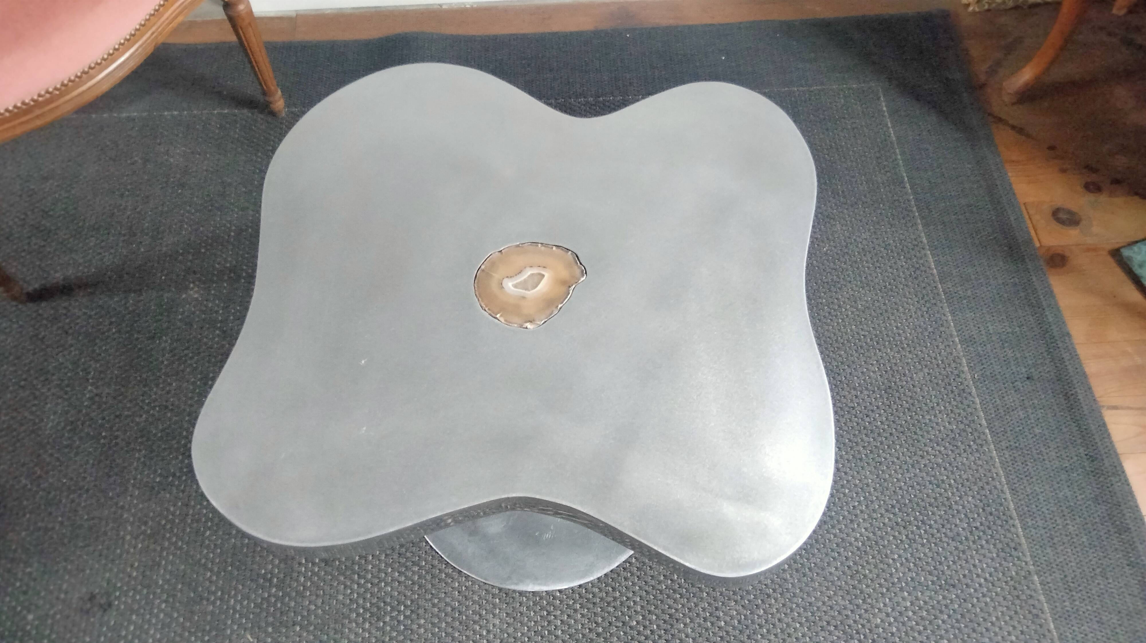 Stainless steel/agate/aluminum side table