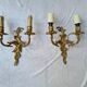 Pair of gilded bronze wall lamps in Louis XV style, late nineteenth century