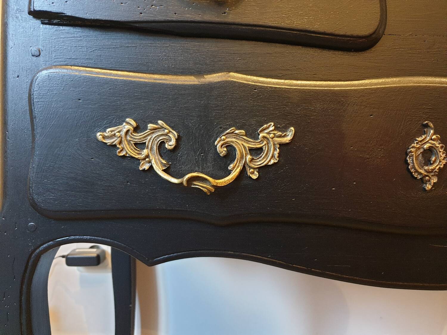 Stamped black Louis XV chest of drawers