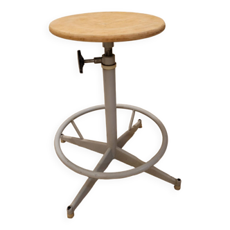 Tabouret industriel réglable années 50