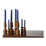 Scandinavian Wooden Candleholders, Set of 7