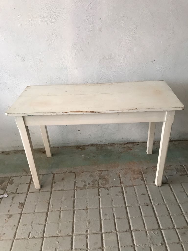 White wooden table