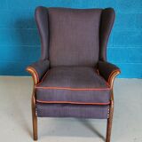 Vintage armchair teak 1960 years covered with violet