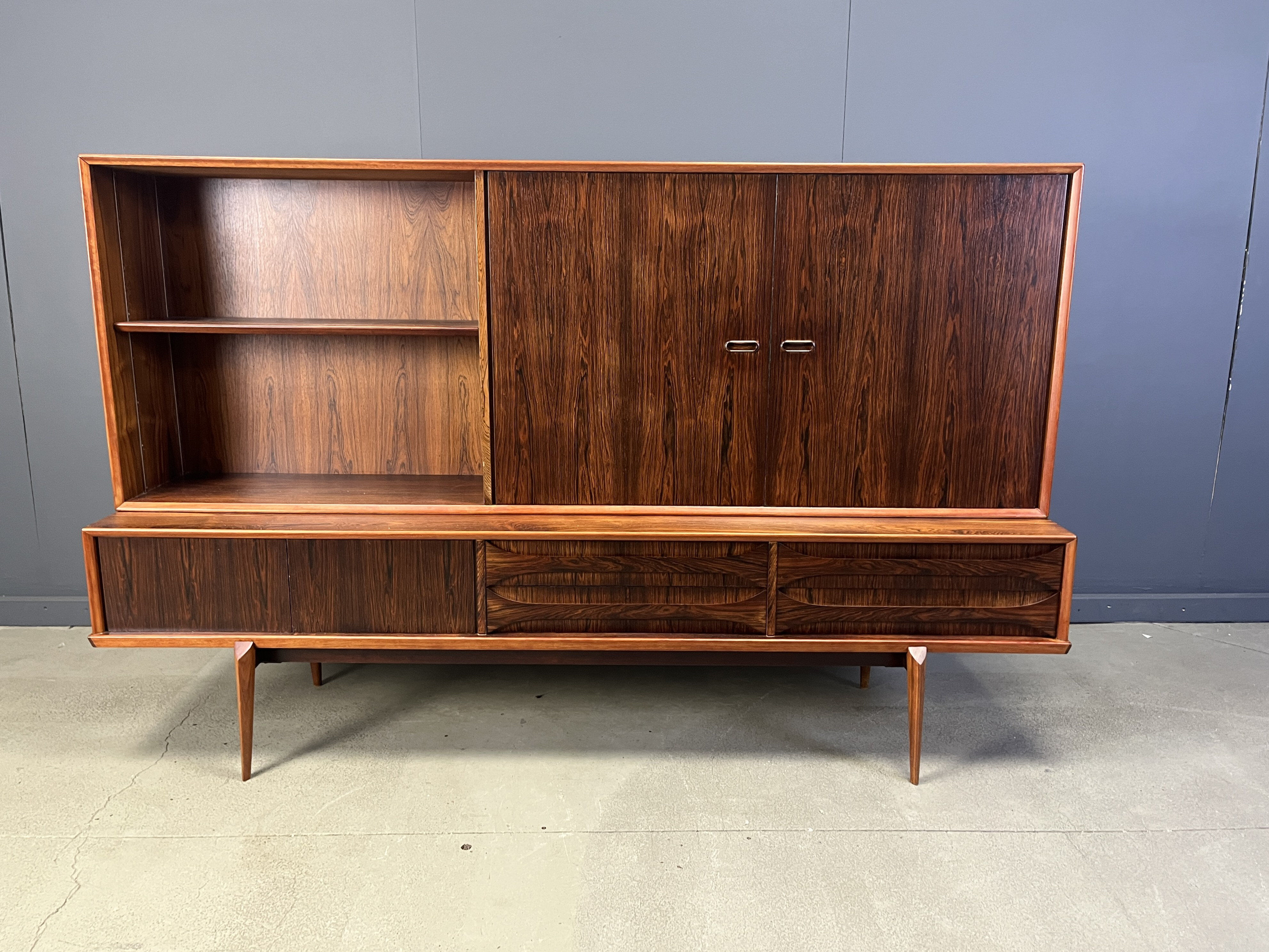 Oswald Vermaercke Paola rosewood highboard for V-Form Belgium 1959