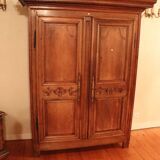 Grande Armoire "Maison de Famille" XIXe - Bois Blond Massif (Merisier