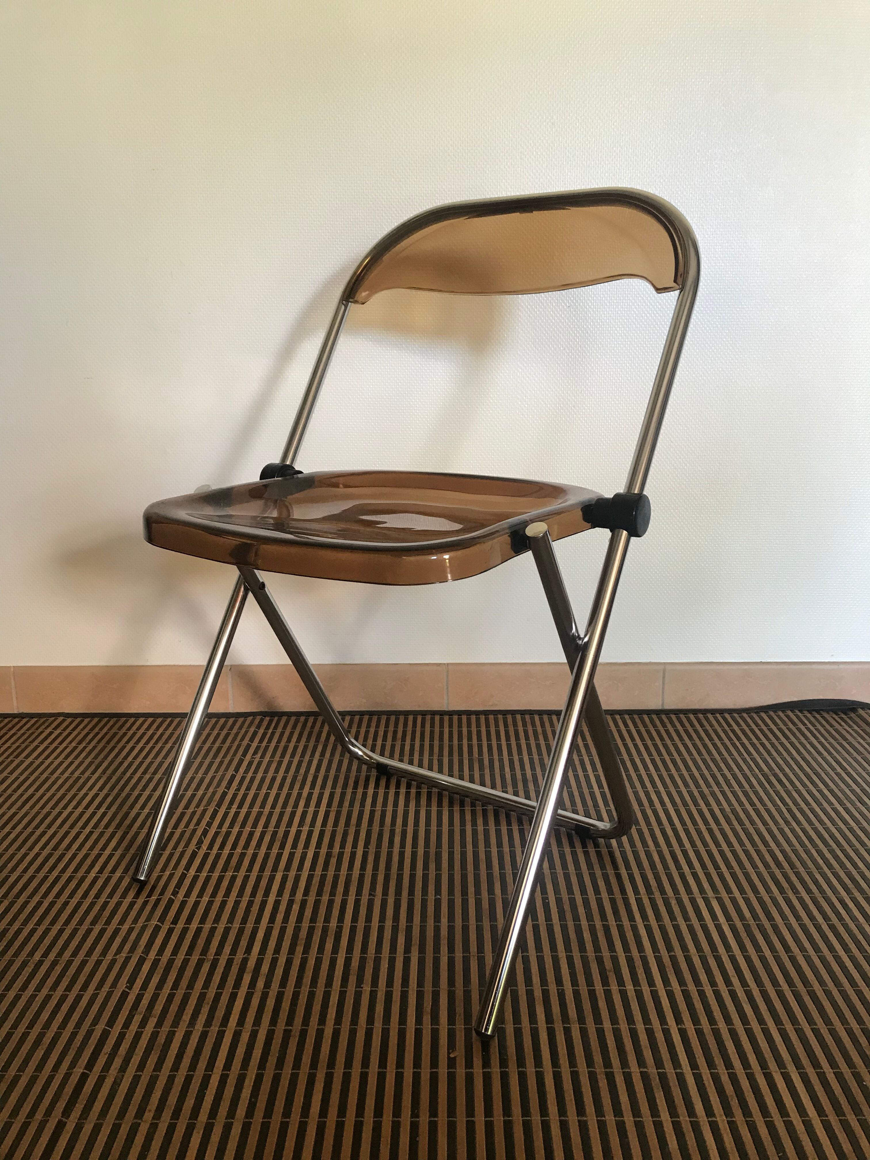 Vintage folding chairs smoked Plexiglas
