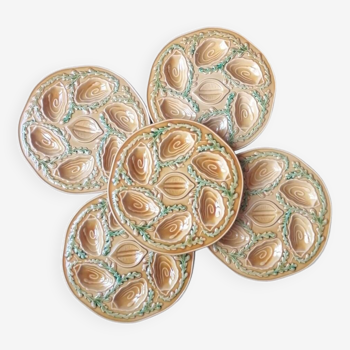 5 Orfinox majolica oyster plates