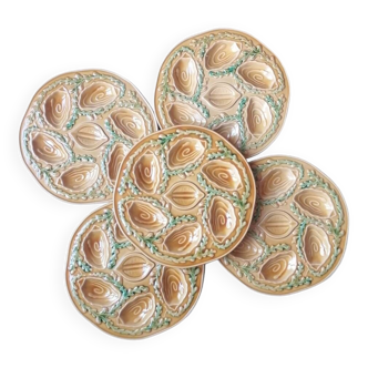 5 Orfinox majolica oyster plates