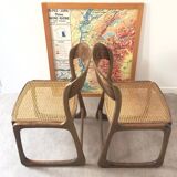 Paire de chaises cannée Baumann bémol - traîneaux