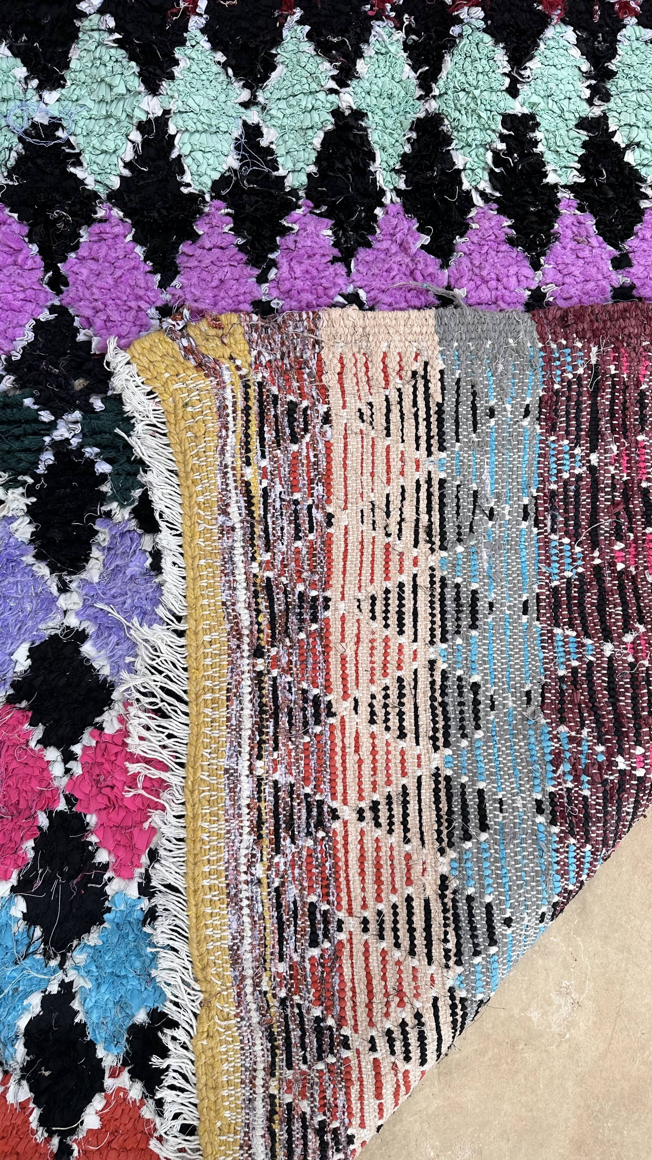 Colorful Boucherouite Berber rug - 120 x 162 cm