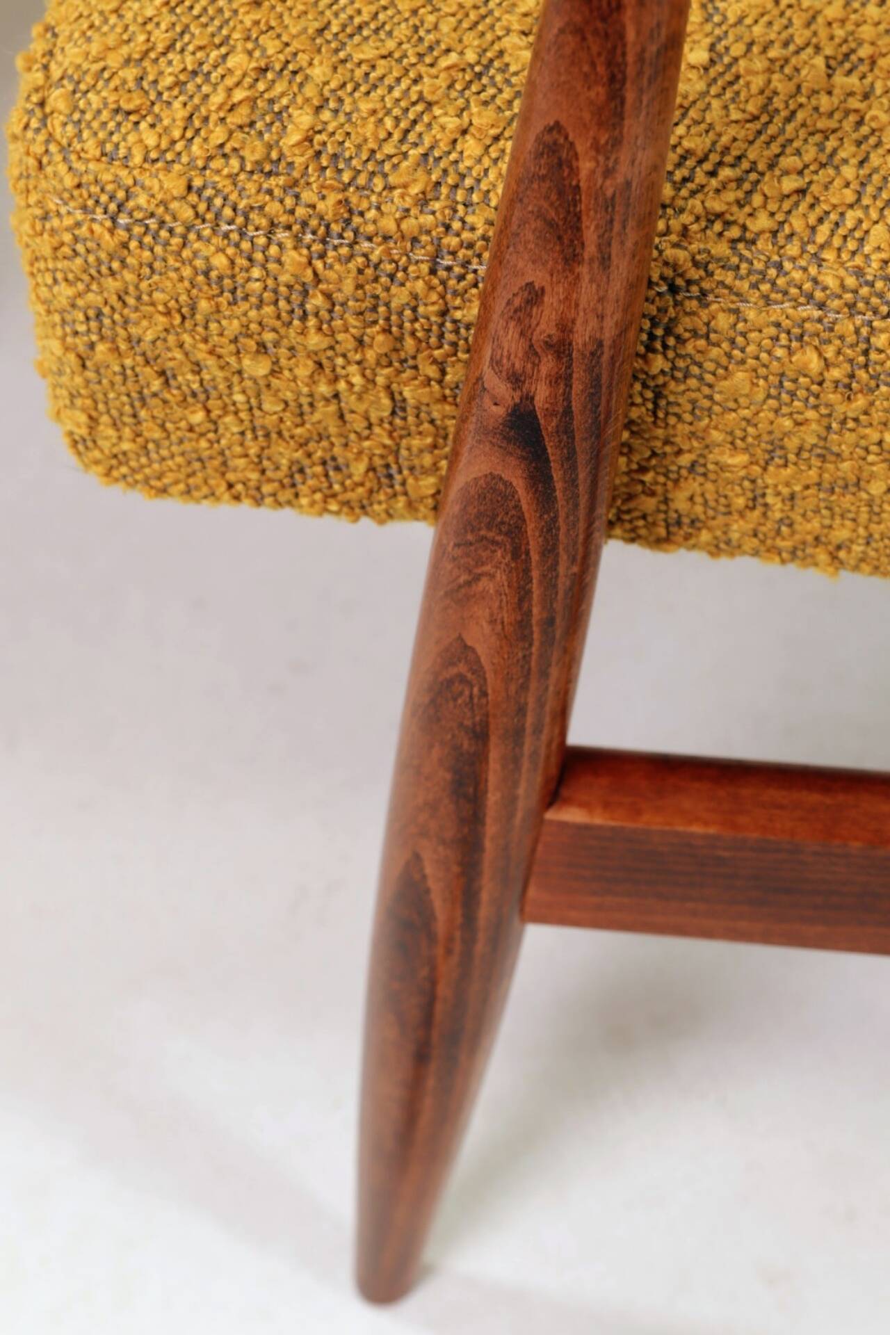 Pair of vintage boucle mustard armchairs H.Lis