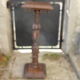 Wooden saddle with statuette, Breton figure, ancient and chiseled, Henri II style
