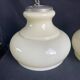 Pair of mid-century vintage opaline milk glass pendant lights