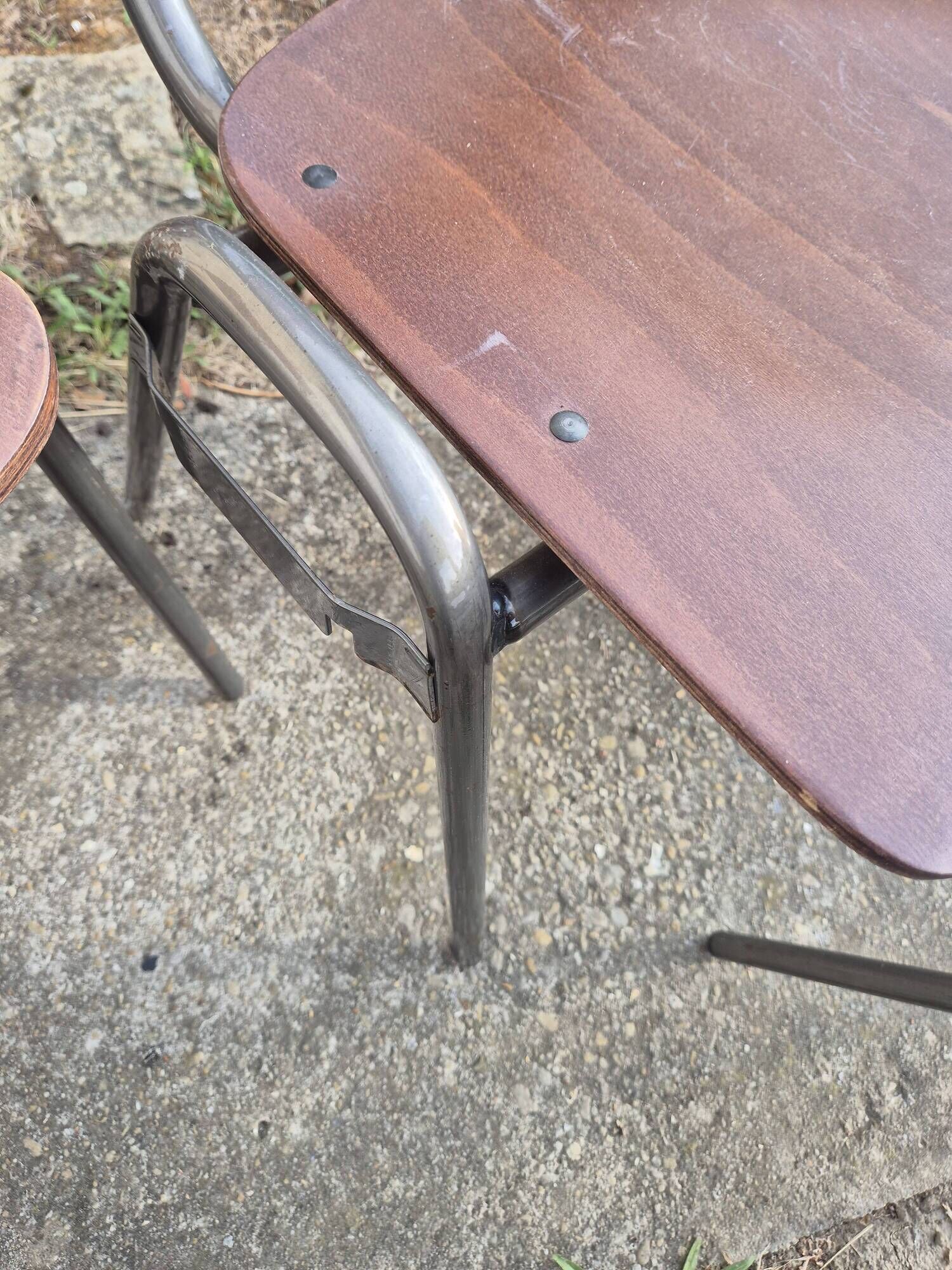 set of 6 vintage design chairs in wood and metal
