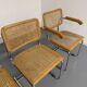 Set of 4 cane cantilever chairs and armchairs, Cesca, 1970s.