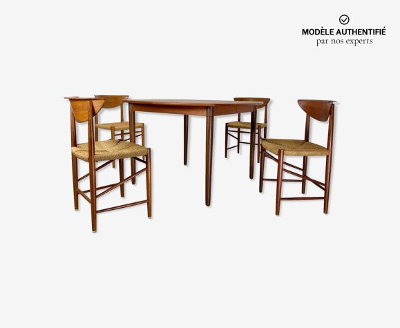 Table extensible de Gustav Bahus avec 4 chaises de Peter Hvidt