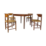 Extendable table by Gustav Bahus with 4 chairs by Peter Hvidt