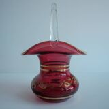 Crystal, gilded basket, Bohemia Crystal, Czechoslovakia, 1960's.