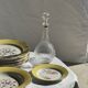 Lot de 19 grandes assiettes plates vintage jaunes fleurs roses liseré doré