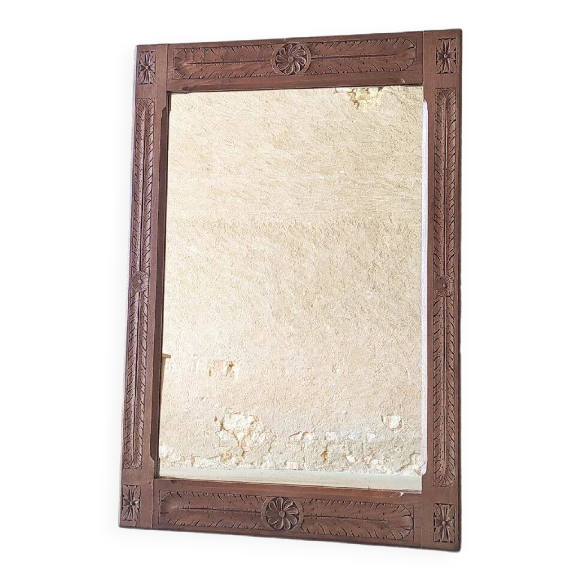 Carved wooden mirror