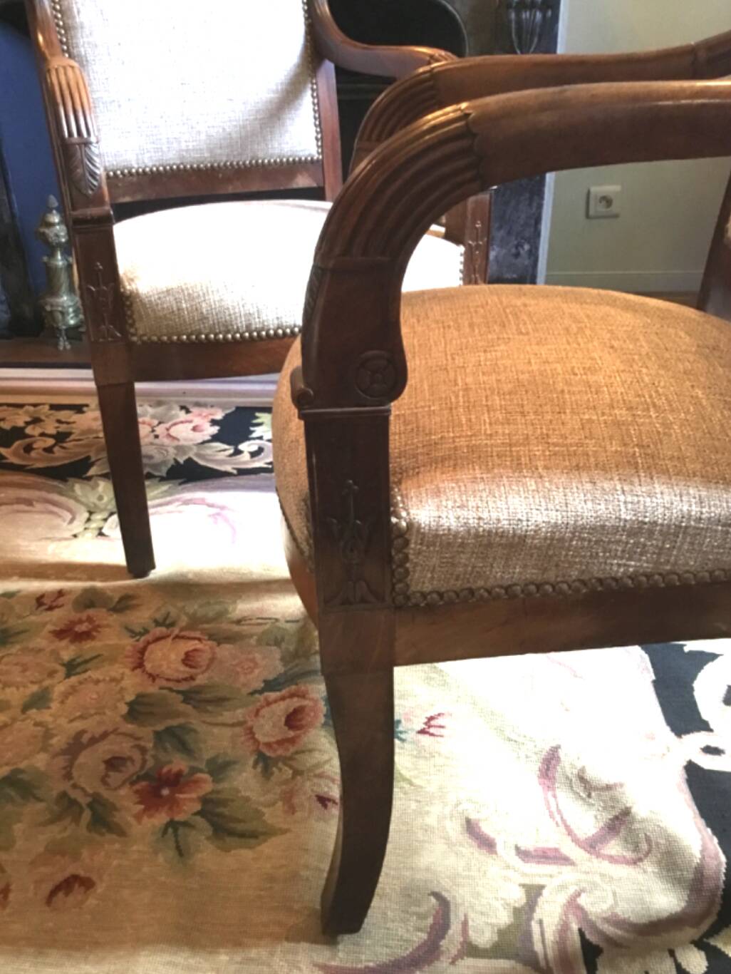 Pair of Directoire period mahogany armchairs