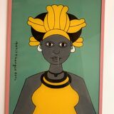 Set of Senegalese coaster paintings