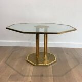 Designer coffee table in brass and glass