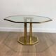 Designer coffee table in brass and glass