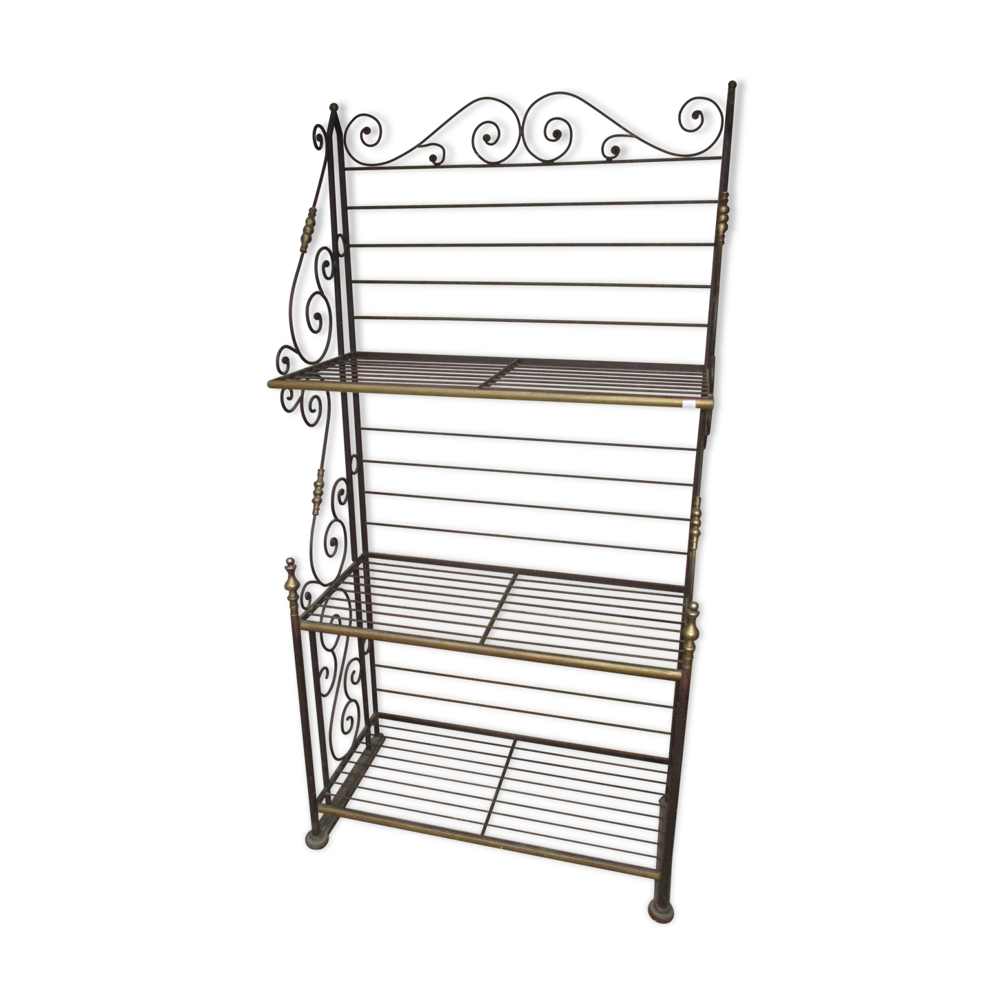 Baker metal and brass shelf