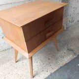 Bedside bedside table compass feet 2 drawers vintage