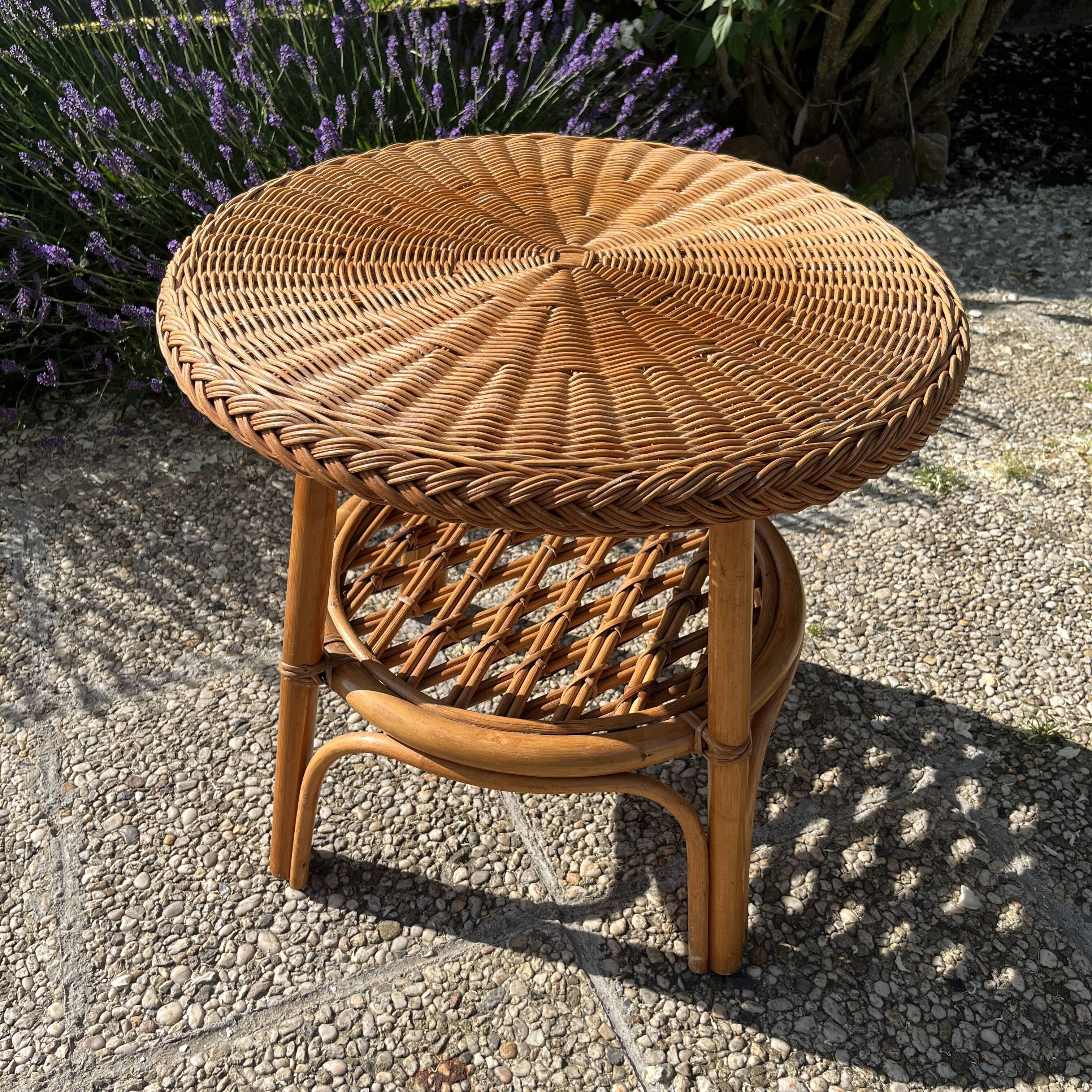 Rattan and bamboo coffee table