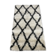 Tapis de style ethnique berbère écru et losange noir 80 x 140 cm