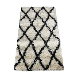 Carpet of ethnic berber style ecru and black diamond 80 x 140 cm