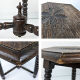 Vintage Table d'Appoint Tripode Polygone Sculpté à la main Tourné en bois massif Travail manuel Grün