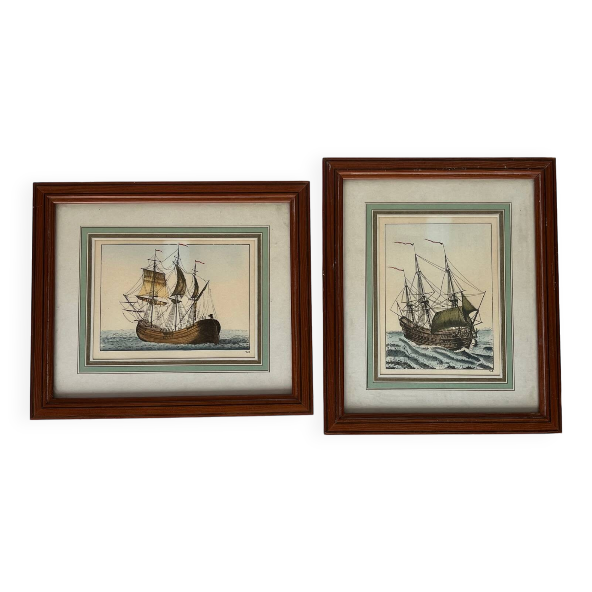 Pair of framed marine engravings