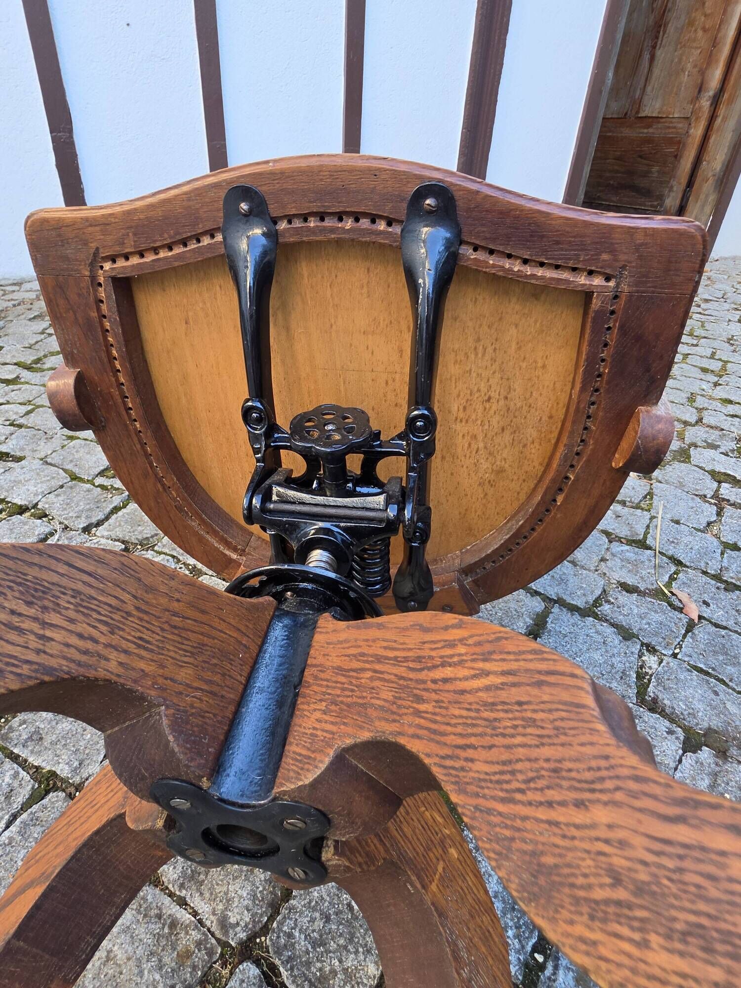 Victorian oak swivel armchair