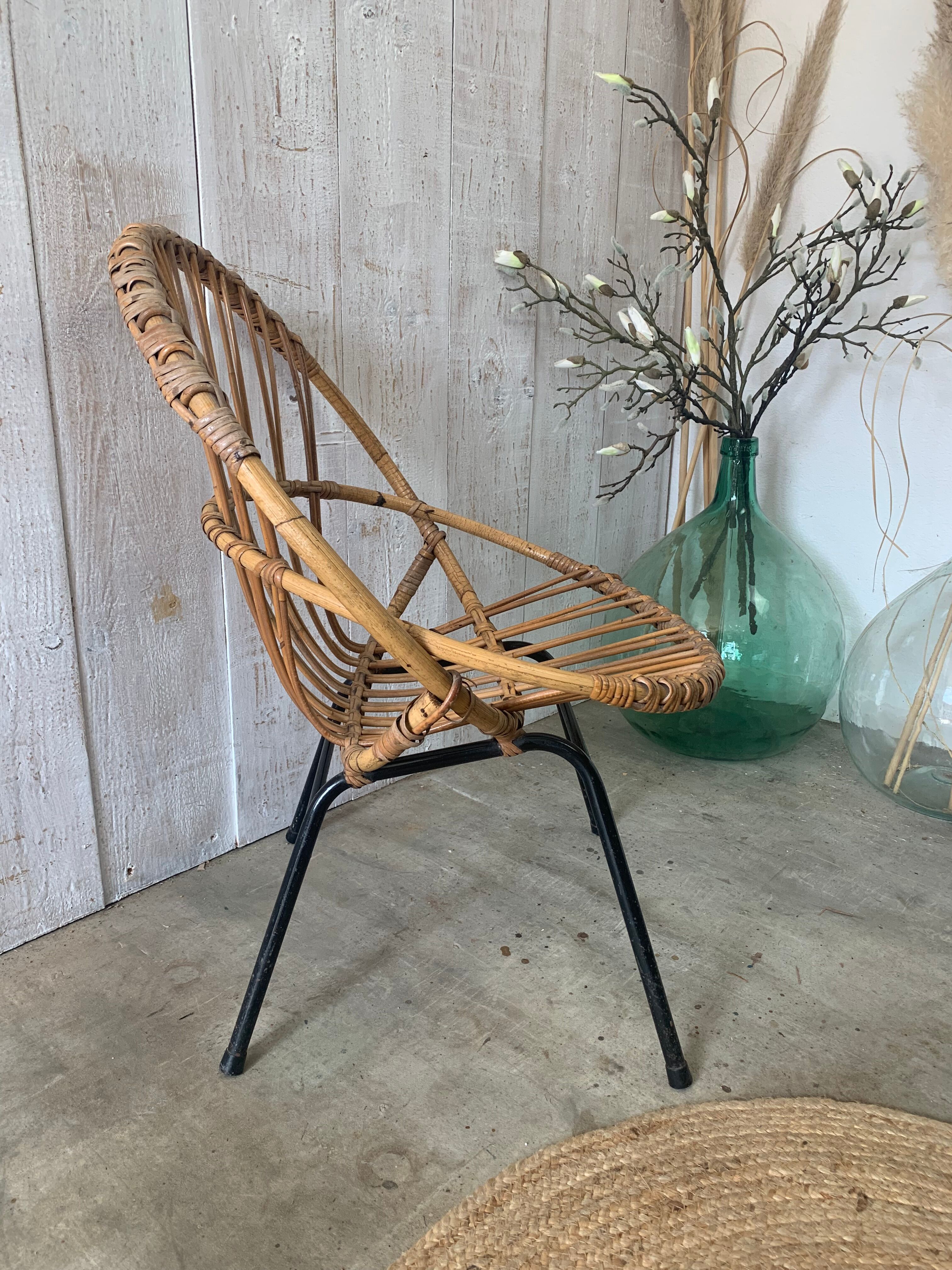 Fauteuil en rotin vintage